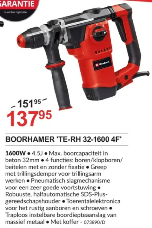 Promotie: Boorhamer 'te-rh 32-1600 4f'