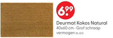 Aanbieding: Deurmat kokos naturel 40x60 cm