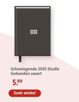 Aanbieding: Schoolagenda 2025 Studie Gebonden zwart