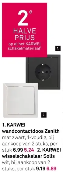 Aanbieding: Wandcontactdoos Zenith of wisselschakelaar Solis