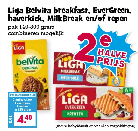 Aanbieding: Belvita breakfast, EverGreen, haverkick, MilkBreak en/of repen