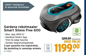 Aanbieding: Gardena robotmaaier Smart Sileno Free