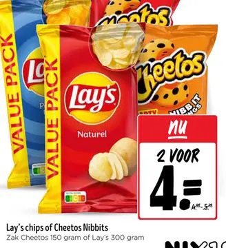 Aanbieding: Lay's chips of Cheetos Nibbits