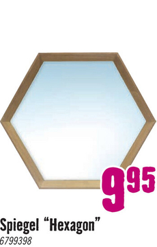 Aanbieding: THE WALL Spiegel Hexagon eiken 34,5x30,3 cm