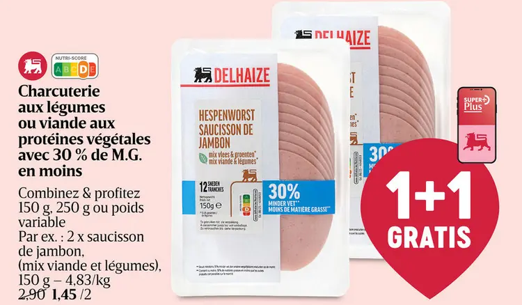 Offre: Charcuterie aux légumes ou viande aux protéin