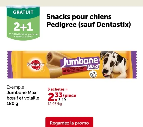 Offre: Snacks pour chiens Jumbone Maxi bœuf et volaille