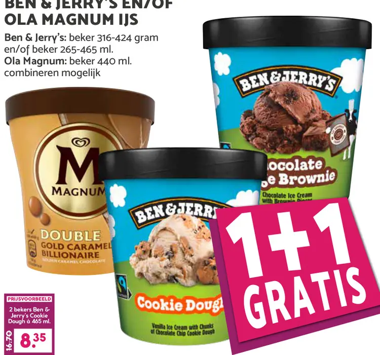 Aanbieding: Ben & Jerry's en/of Ola Magnum IJs
