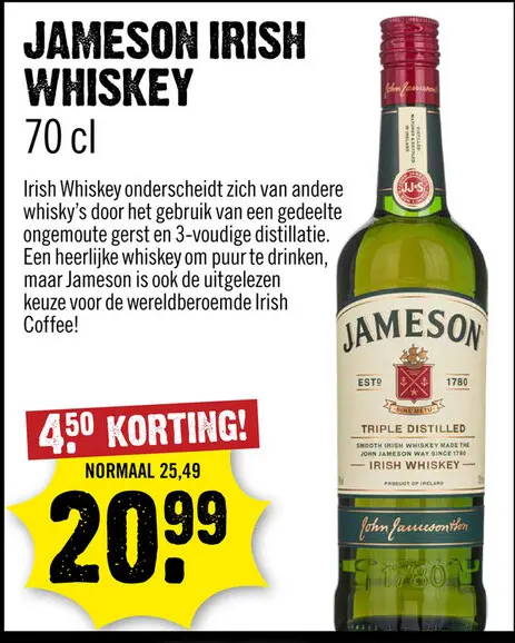 Aanbieding: Jameson Irish Whiskey 70 cl