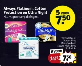 Aanbieding: Always Platinum, Cotton Protection en Ultra Night