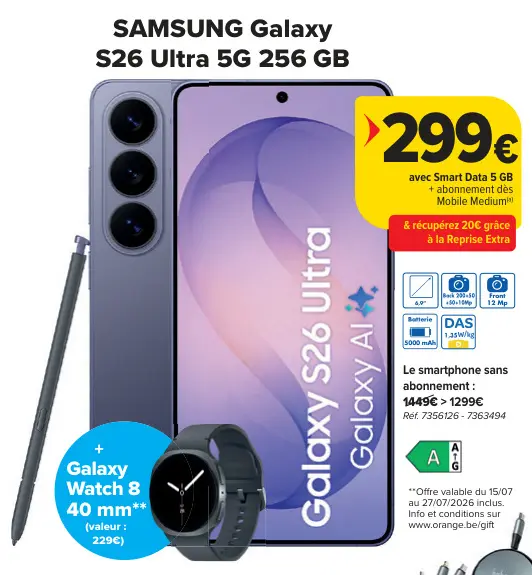 Offre: Galaxy S26 Ultra 5G 256 GB