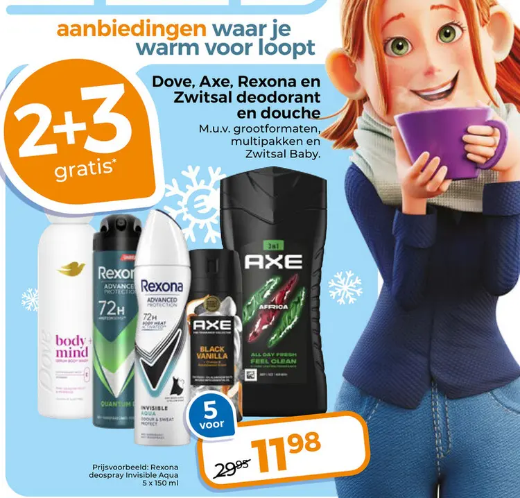 Aanbieding: Dove, Axe, Rexona en Zwitsal deodorant en douche