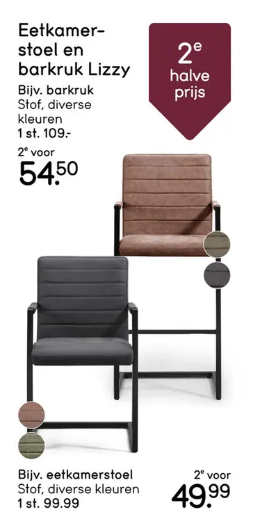Aanbieding: Eetkamerstoel en barkruk Lizzy
