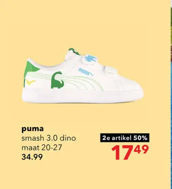 Aanbieding: Puma Smash 3.0 Dino V INF jongens sneakers wit