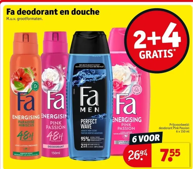 Aanbieding: Fa deodorant en douche