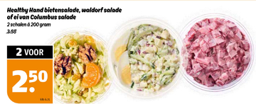 Aanbieding: Healthy Hand bietensalade , waldorf salade of ei van Columbus salade