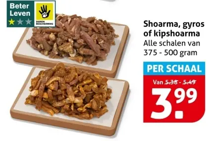 Aanbieding: Shoarma, gyros of kipshoarma