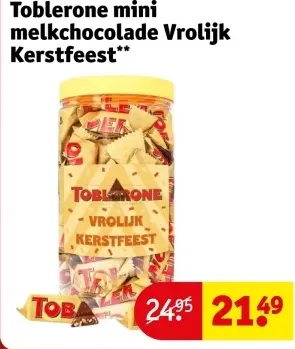 Aanbieding: Toblerone mini melkchocolade Vrolijk Kerstfeeft