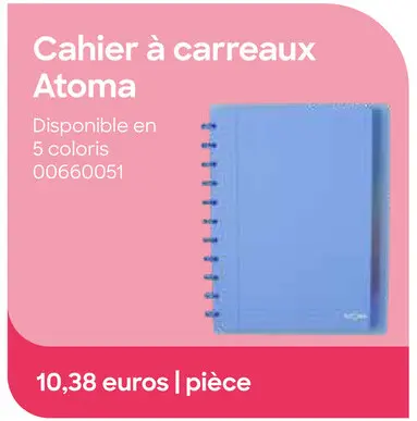 Offre: Cahier à carreaux