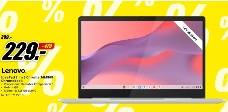 Offre: IdeaPad Slim 3 Chrome 14M868 Chromebook