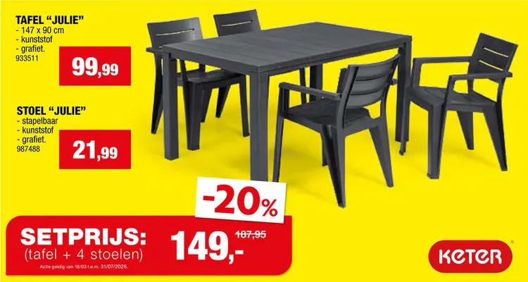 Promotie: Keter Julie tuinstoel grafiet