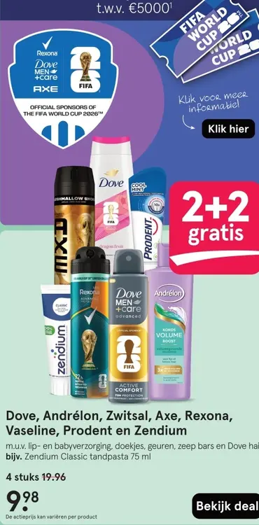 Aanbieding: Dove, Andrélon, Zwitsal, Axe, Rexona, Vaseline en Zendium