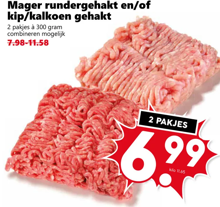 Aanbieding: Mager rundergehakt en/of kip/kalkoen gehakt