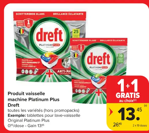 Offre: Produit vaisselle machine Platinum Plus