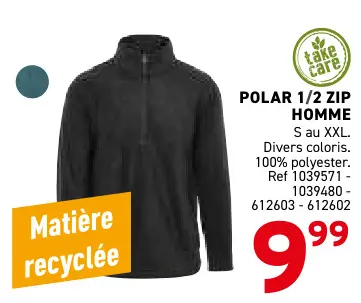 Offre: Polar 1/2 zip homme