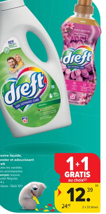 Offre: Lessive liquide, booster et adoucissant