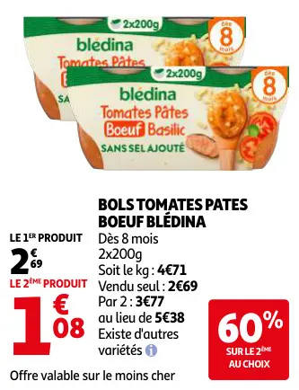 Promotie: Bols tomates pates boeuf
