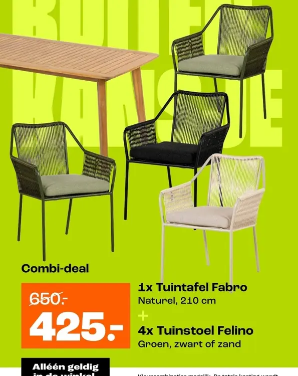 Aanbieding: Tuintafel Fabro + Tuinstoel Felino
