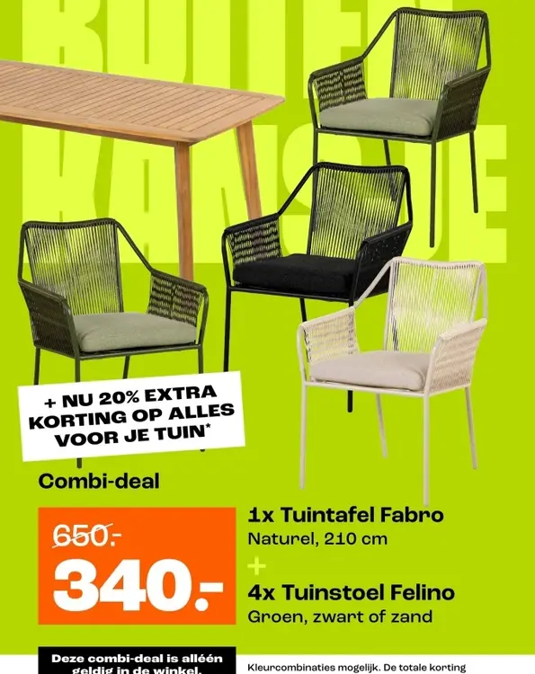 Aanbieding: Tuintafel Fabro + Tuinstoel Felino