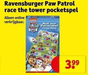 Aanbieding: Paw Patrol race the tower pocketspel