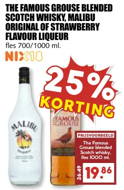 Aanbieding: Blended Scotch Whisky, Malibu Original of Strawberry Flavour Liqueur