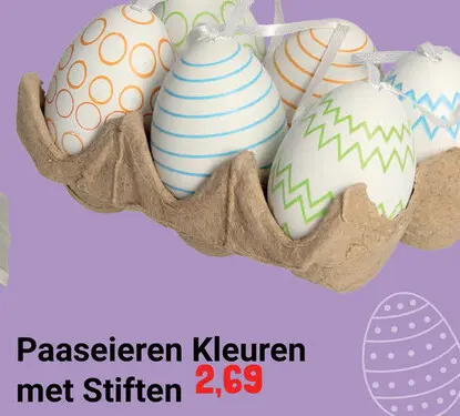 Aanbieding: Paaseieren Kleuren met Stiften, 6st.