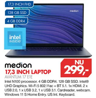 Aanbieding: 17,3 inch laptop avantum 17 e1e