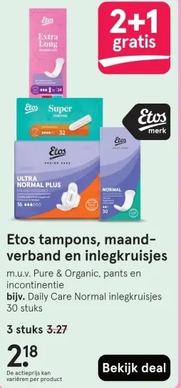 Aanbieding: Tampons, maandverband en inlegkruisjes