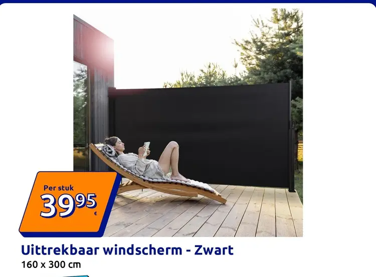 Promotie: Uittrekbaar windscherm - Zwart