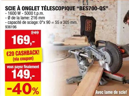 Offre: Black+Decker scie à  onglet radiale 1600W 216mm