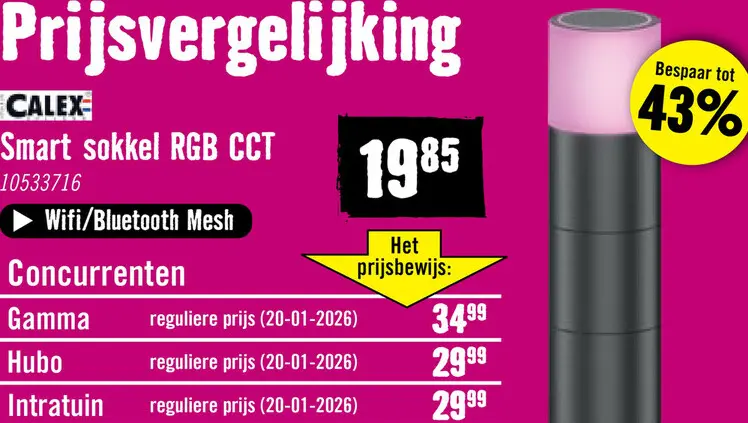 Aanbieding: Smart Outdoor LED tuinpaal 28 cm RGB+CCT zwart