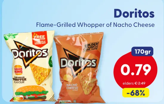 Aanbieding: Doritos Flame-Grilled Whopper of Nacho Cheese