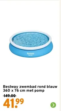 Aanbieding: Bestway zwembad rond blauw 360 x 76 cm met pomp