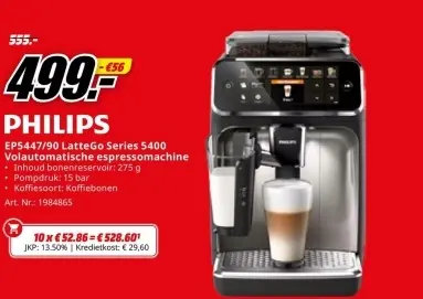 Promotie: LatteGo Series 5400 Volautomatische espressomachine