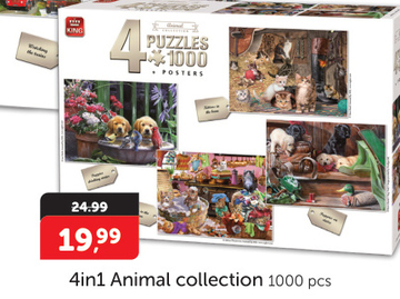 Aanbieding: Legpuzzel 4in1 Animal Collection 