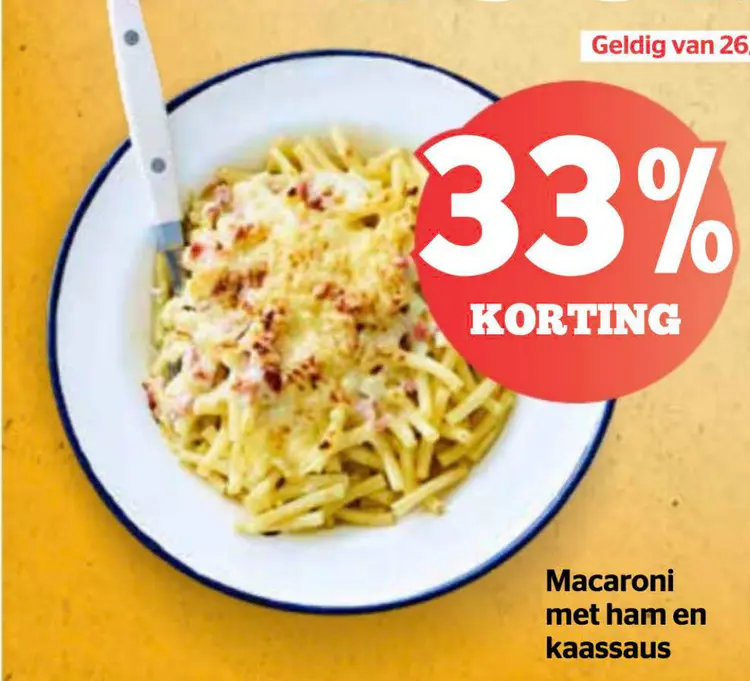 Promotie: Macaroni met ham en kaassaus