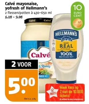 Aanbieding: Calvé mayonaise, yofresh of Hellmann's