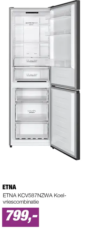 Aanbieding: ETNA KCV587NZWA Koel-vriescombinatie