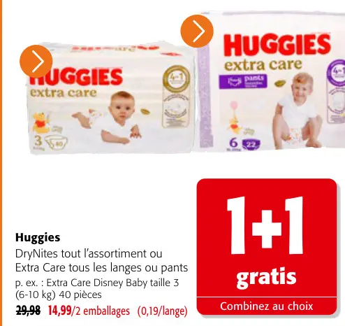 Offre: DryNites tout l'assortiment ou Extra Care tous les langes ou pants