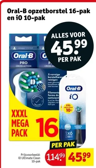 Promotie: Oral-B opzetborstel 16-pak en iO 10-pak