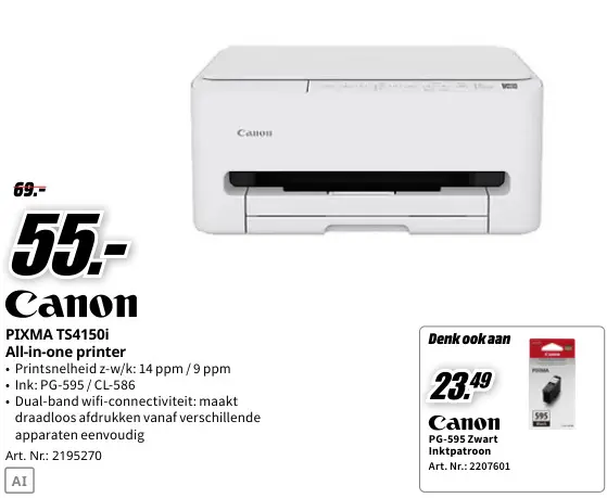 Promotie: Canon PIXMA TS4150i All-in-one printer